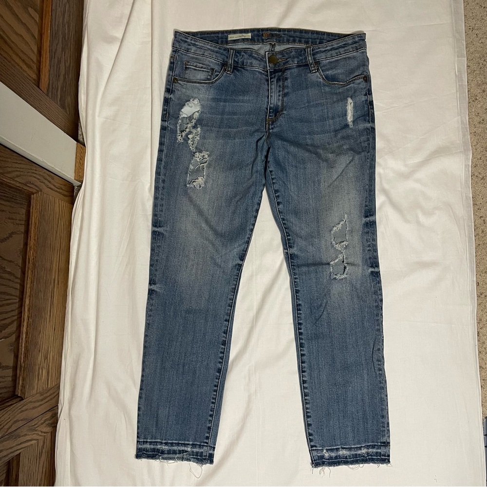 Kut from the Kloth Reese Ankle Straight Leg Distressed Jeans